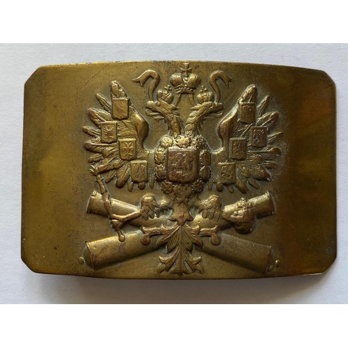 222 - A FIRST WORLD WAR RUSSIAN ARMY BELT BUCKLE. An unusual First World War Russian Army Artillery Man's ... 