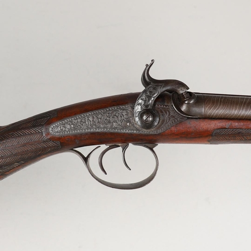 23 - A FINE 19TH CENTURY 20 BORE DOUBLE BARREL SPORTING GUN BY 'CANON A RUBANS'. A fine French Double Bar... 