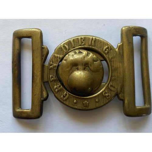 230 - A VICTORIAN GRENADIER GUARDS CARTRIDGE BOX PLATE AND BELT BUCKLE. A Victorian Grenadier Guards brass... 