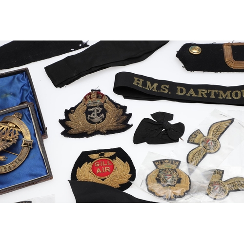 237 - A SCOTTISH CLAN BADGE AND A COLLECTION OF NAVY AND OTHER INSIGNIA. A gilt metal Scottish clan brooch... 