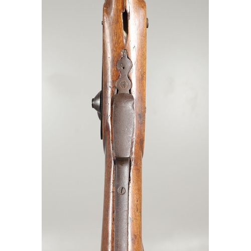 24 - A VICTORIAN LARGE BORE HUNTING GUN. With a 58cm flat-topped round barrel, with rising fore sight, pe... 