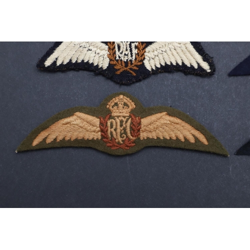 254 - A COLLECTION OF RAF FLYING WINGS. A collection of RAF and similar wings to include a  a padded RFC b... 