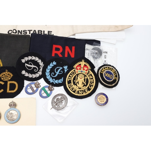 262 - A COLLECTION OF CIVIL DEFENCE CORPS ARM BANDS, BADGES AND OTHER SIMILAR ITEMS. A collection of Civil... 