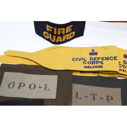 262 - A COLLECTION OF CIVIL DEFENCE CORPS ARM BANDS, BADGES AND OTHER SIMILAR ITEMS. A collection of Civil... 