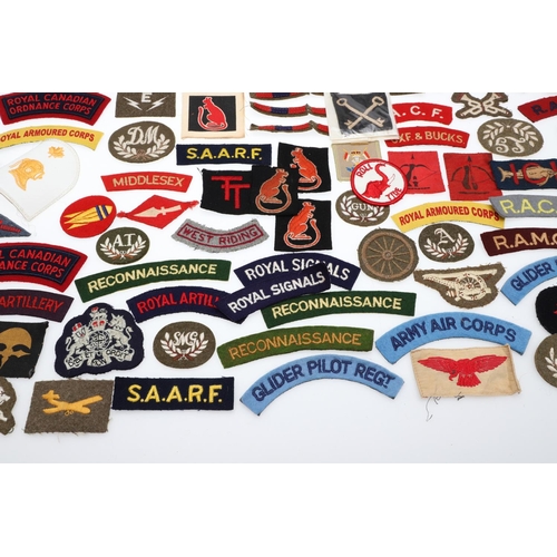 264 - A LARGE COLLECTION OF MILITARY UNIFORM CLOTH PATCHES, SHOULDER TITLES, TRADE PATCHES AND OTHERS. A l... 