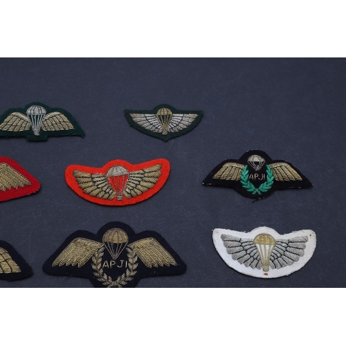 266 - A COLLECTION OF PARACHUTE JUMP INSTRUCTOR PATCHES AND OTHER WINGED PATCHES. A collection of ten Jump... 