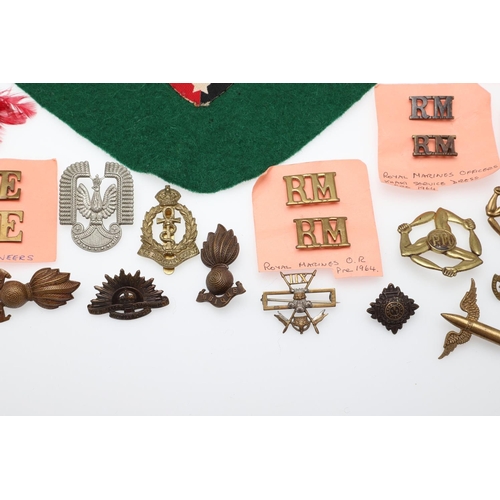 267 - A COLLECTION OF BRITISH MILITARY CAP BADGES, SHOULDER TITLES AND OTHER ITEMS. A King's  Liverpool 8t... 