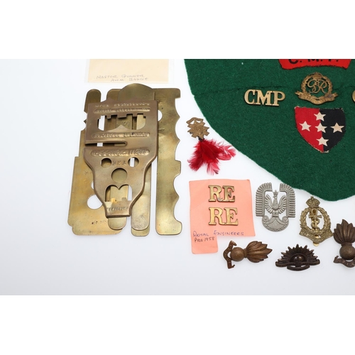 267 - A COLLECTION OF BRITISH MILITARY CAP BADGES, SHOULDER TITLES AND OTHER ITEMS. A King's  Liverpool 8t... 