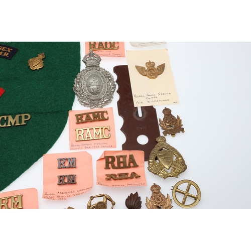 267 - A COLLECTION OF BRITISH MILITARY CAP BADGES, SHOULDER TITLES AND OTHER ITEMS. A King's  Liverpool 8t... 