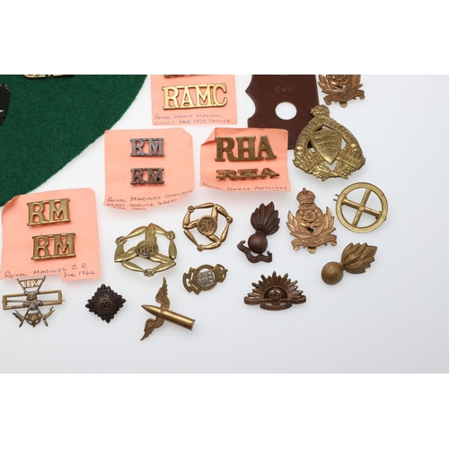 267 - A COLLECTION OF BRITISH MILITARY CAP BADGES, SHOULDER TITLES AND OTHER ITEMS. A King's  Liverpool 8t... 