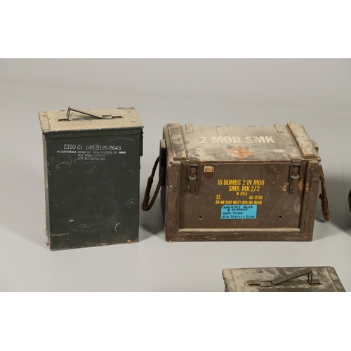 275 - A COLLECTION OF SECOND WORLD WAR AND LATER AMMUNITION AND OTHER BOXES. A collection of varied wooden... 