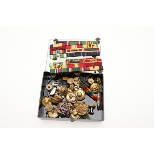 280 - A LARGE COLLECTION OF ASSORTED MILITARY BUTTONS, BADGES, RIBBONS AND OTHER ITEMS. A large collection... 