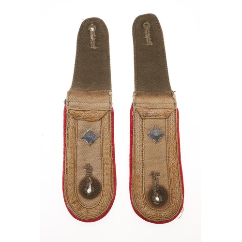 293 - A PAIR OF SECOND WORLD WAR GERMAN AFRIKAKORPS ARTILLERY SHOULDER STRAPS. A pair of Afrikakorps Artil... 