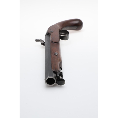 3 - A SHEFFIELD MADE PERCUSSION FIRING HOLSTER PISTOL. With a 20cm octagonal blued barrel marked 's heff... 