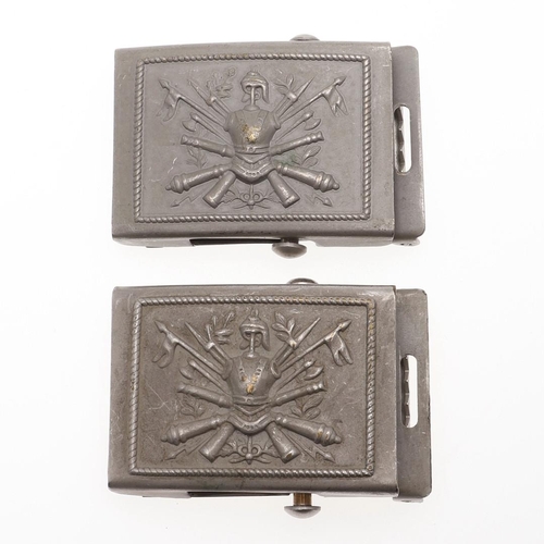 305 - TWO SECOND WORLD WAR ITALIAN OFFICERS' BELT BUCKLES. Two belt buckles for the North Africa Webbing B... 