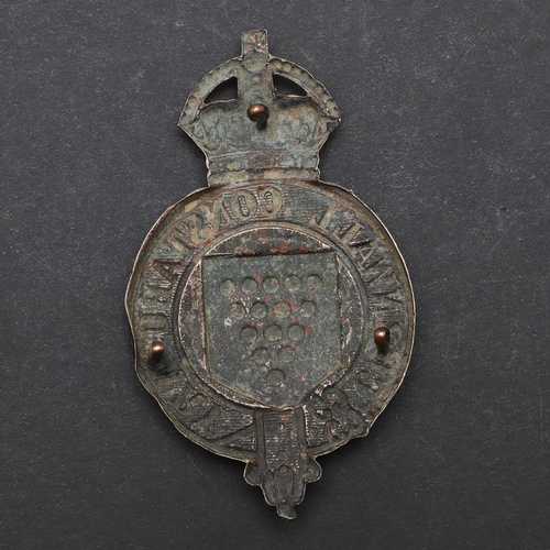 323 - AN EARLY 20TH CENTURY CORNISH CONSTABULARY GLENGARRY BADGE. A nickel silver glengarry badge for the ... 