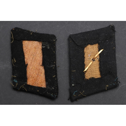 333 - SECOND WORLD WAR GERMAN WAFFEN-SS UNTERSHARFUHRER's  COLLAR PATCHES. Two black felt collar patches, ... 