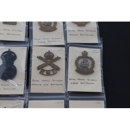 388 - A COLLECTION OF CAP BADGES FOR THE ROYAL NAVAL DIVISIONS. A collection of Royal Naval Division cap b... 