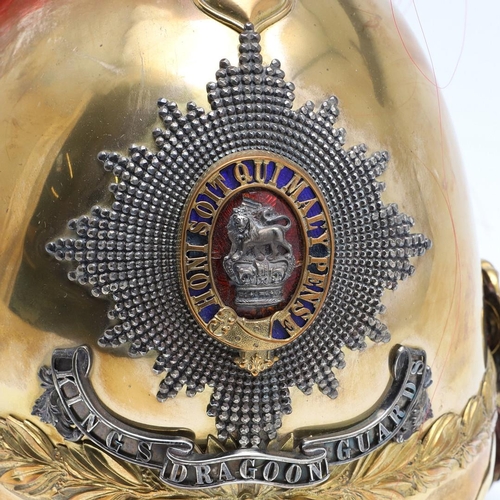 399 - A FINE VICTORIAN KINGS DRAGOON GUARDS OFFICER's  HELMET. A Kings Dragoon Guards Officers 1871 Patter... 