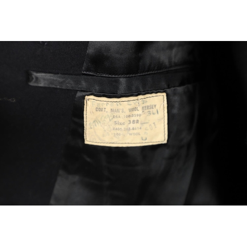 429 - TWO POST SECOND WORLD WAR US NAVY PEA COATS AND A SIMILAR ARMY COAT. A dark blue navy double breaste... 