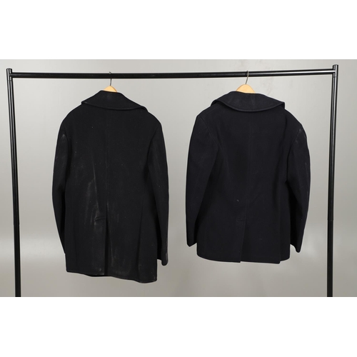 429 - TWO POST SECOND WORLD WAR US NAVY PEA COATS AND A SIMILAR ARMY COAT. A dark blue navy double breaste... 