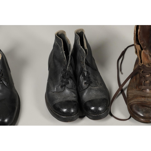 440 - A PAIR OF MILITARY ISSUE HOBNAIL BOOTS AND A COLLECTION OF SIMILAR MILITARY FOOTWEAR. A pair of size... 