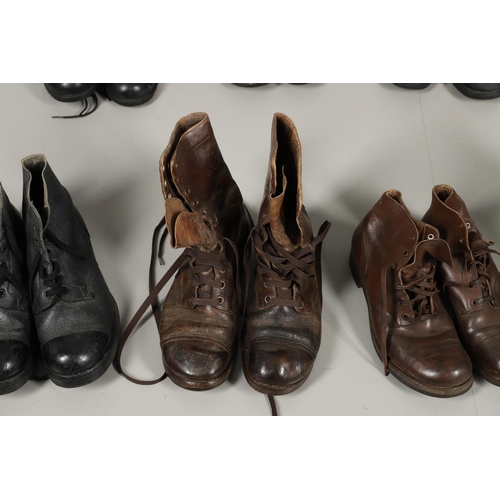 440 - A PAIR OF MILITARY ISSUE HOBNAIL BOOTS AND A COLLECTION OF SIMILAR MILITARY FOOTWEAR. A pair of size... 