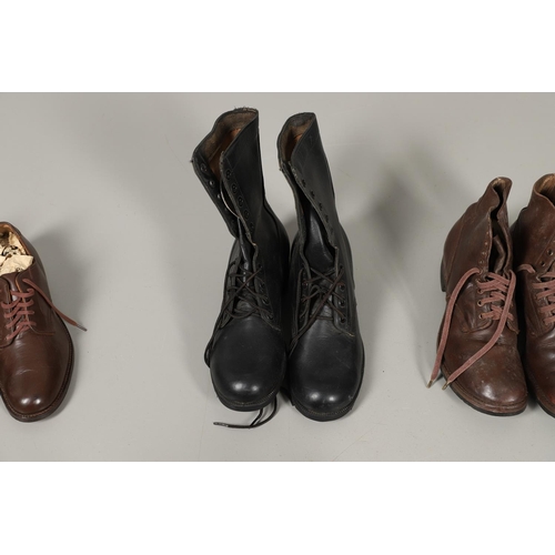 440 - A PAIR OF MILITARY ISSUE HOBNAIL BOOTS AND A COLLECTION OF SIMILAR MILITARY FOOTWEAR. A pair of size... 