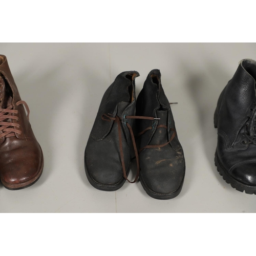 440 - A PAIR OF MILITARY ISSUE HOBNAIL BOOTS AND A COLLECTION OF SIMILAR MILITARY FOOTWEAR. A pair of size... 