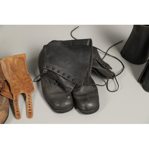 440 - A PAIR OF MILITARY ISSUE HOBNAIL BOOTS AND A COLLECTION OF SIMILAR MILITARY FOOTWEAR. A pair of size... 