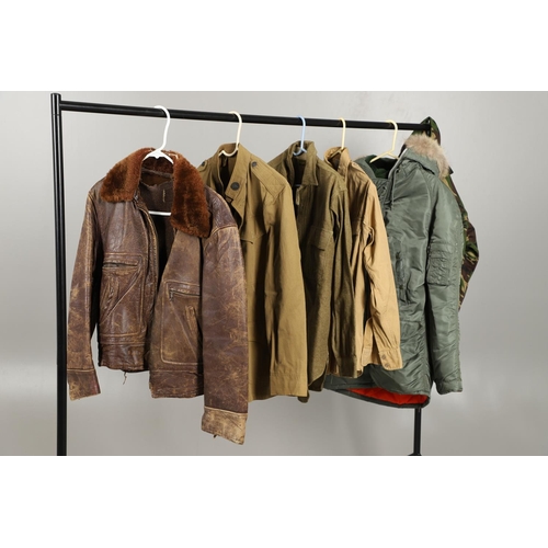 445 - A MID 20TH CENTURY AMERICAN FLYING JACKET, A MODERN N-3B FLYING JACKET AD OTHERS. A brown leather fl... 