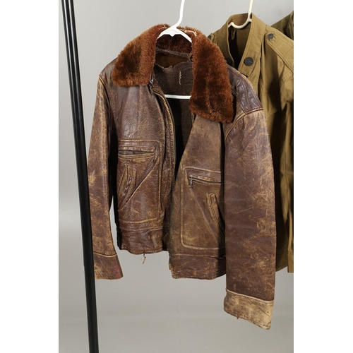 445 - A MID 20TH CENTURY AMERICAN FLYING JACKET, A MODERN N-3B FLYING JACKET AD OTHERS. A brown leather fl... 