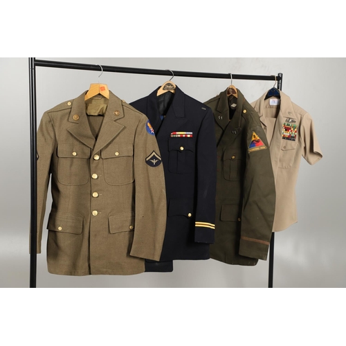 446 - A COLLECTION OF AMERICAN MILITARY UNIFORM TO INCLUDE A SECOND WORLD WAR UNIFORM. A US Army aircorps ... 