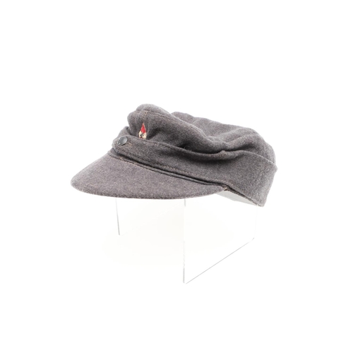 454 - A SECOND WORLD WAR HITLER YOUTH WINTER SERVICE CAP. A light grey Hitler Youth winter 's ki' type cap... 