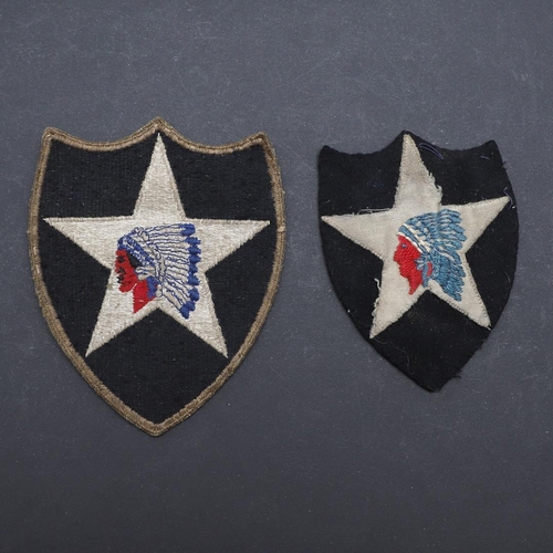 462 - TWO SIMILAR 2ND INFANTRY DIVISION SHOULDER PATCHES. A 2nd Infantry Division shoulder patch with a Na... 