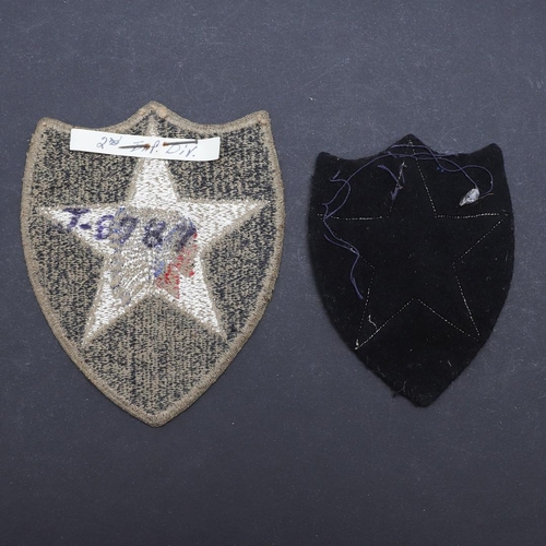 462 - TWO SIMILAR 2ND INFANTRY DIVISION SHOULDER PATCHES. A 2nd Infantry Division shoulder patch with a Na... 