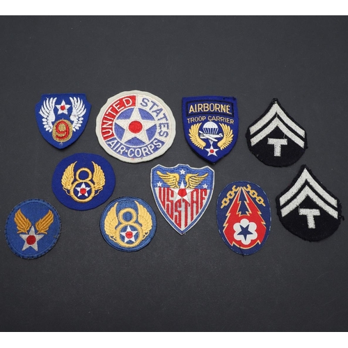 475 - A COLLECTION OF UNITED STATES AIR CORPS SHOULDER PATCHES. An unusual British made, printed European ... 