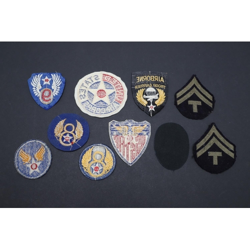 475 - A COLLECTION OF UNITED STATES AIR CORPS SHOULDER PATCHES. An unusual British made, printed European ... 