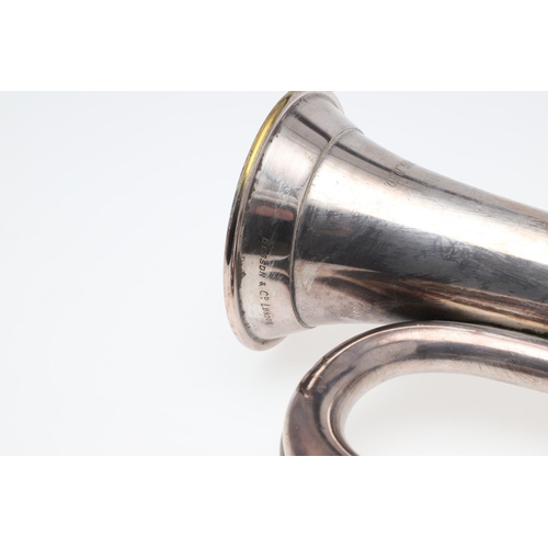 483 - A 38TH WELSH DIVISION PRESENTATION BUGLE. A silver plated bugle by Besson and Co of London, engraved... 