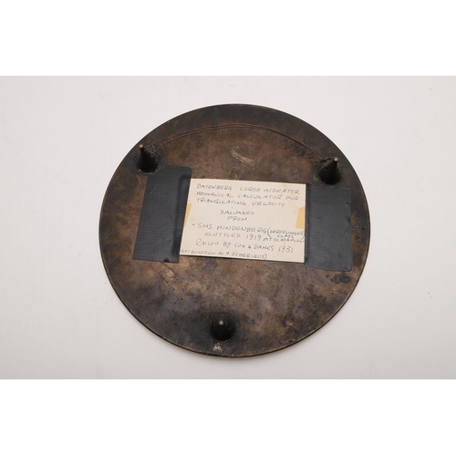 487 - A FIRST WORLD WAR BATTENBURG COURSE INDICATOR FROM SMS HINDENBURG. A base plate for a Battenburg cou... 