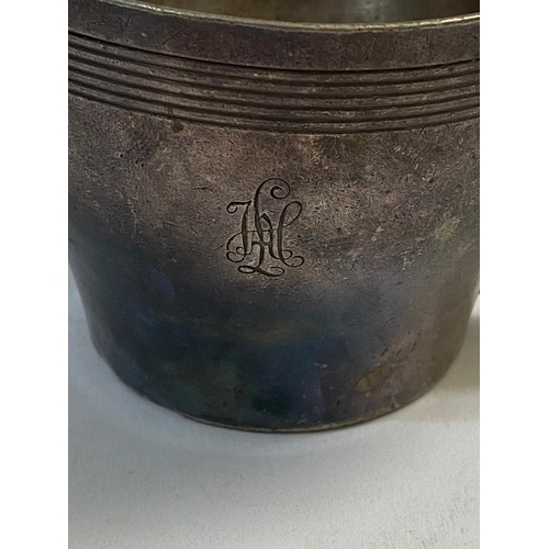 490 - A SECOND WORLD WAR GERMAN LEIBSTANDARTE-SS COFFEE CUP. A Second World War German silver plated Leibs... 