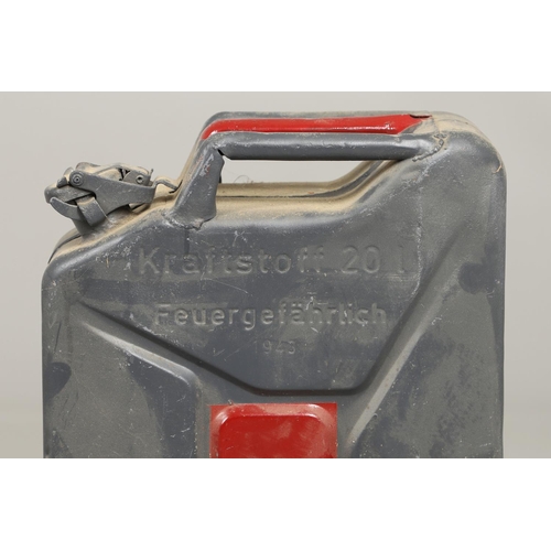 499 - A SECOND WORLD WAR GERMAN JERRY CAN. A 1943 German Jerry Can, marked 'Kraststoff 20l, Feuergefahrlic... 