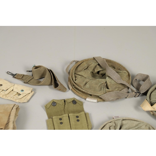 503 - A COLLECTION OF WEBBING AND MILITARY EQUIPMENT, SECOND WORLD WAR AND LATER. A colapsible webbing buc... 