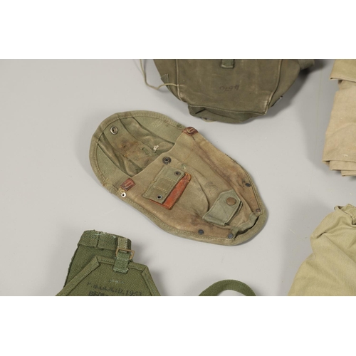 503 - A COLLECTION OF WEBBING AND MILITARY EQUIPMENT, SECOND WORLD WAR AND LATER. A colapsible webbing buc... 