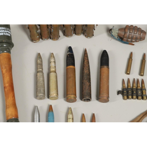 505 - A COLLECTION OF SHELL CASES, DUMMY ROUNDS AND A REPRODUCTION GRENADE. A 1947 3-IN-50 CAL Mk 7 shell ... 