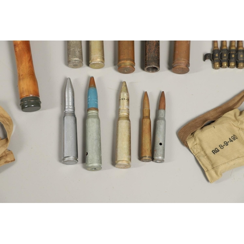 505 - A COLLECTION OF SHELL CASES, DUMMY ROUNDS AND A REPRODUCTION GRENADE. A 1947 3-IN-50 CAL Mk 7 shell ... 