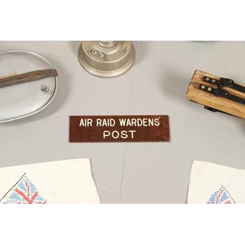 513 - A COLLECTION OF SECOND WORLD WAR HOME FRONT ITEMS TO INCLUDE A.R.P. EQUIPMENT. A collection of Secon... 