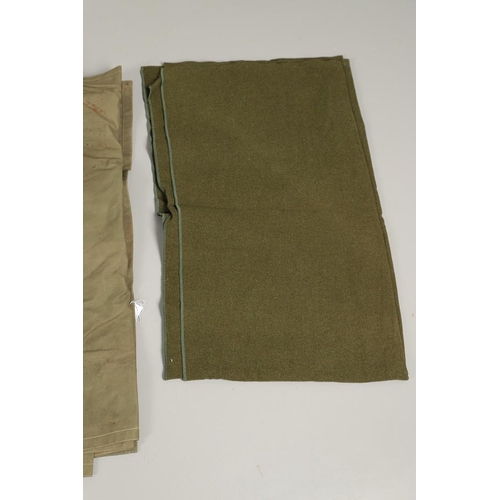 515 - A BRITISH ARMY RIDGE 'BAG TENT' AND OTHER SIMILAR ITEMS. A Military issue ridge tent, approximately ... 