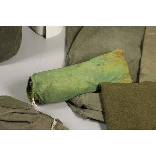 515 - A BRITISH ARMY RIDGE 'BAG TENT' AND OTHER SIMILAR ITEMS. A Military issue ridge tent, approximately ... 