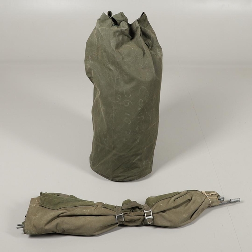 515 - A BRITISH ARMY RIDGE 'BAG TENT' AND OTHER SIMILAR ITEMS. A Military issue ridge tent, approximately ... 